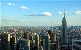 紐約, 城市, 摩天大樓, 天空, 雲, 美國 高清桌布