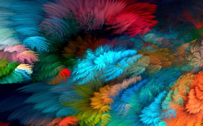 彩虹羽毛，豐富多彩，抽象 桌布 圖片