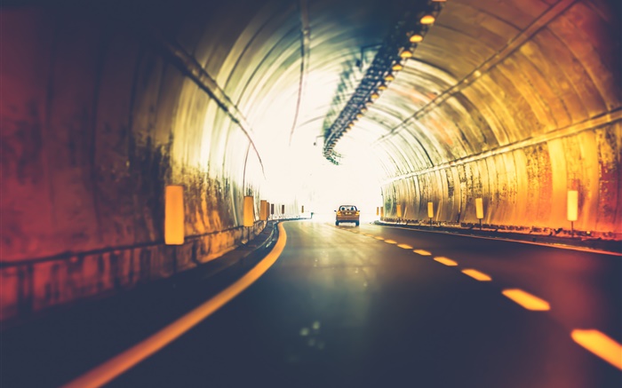 隧道，汽車，燈光，道路 桌布 圖片