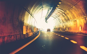 隧道，汽車，燈光，道路 高清桌布